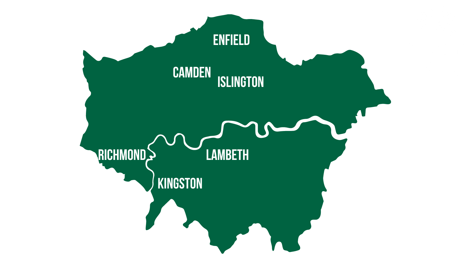 Councillors London Map showing Enfield, Camden, Islington, Lambeth, Richmond and Kingston